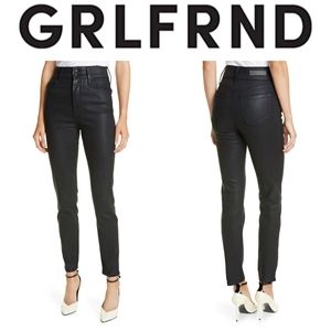 Grlfrnd Oriana Coated Ankle Skinny Jeans - Black